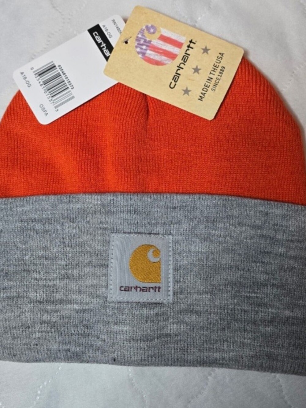 Carhartt Men’s Orange & Gray Two-Tone Crewneck Beanie